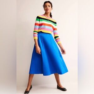 Blue Pleated Boden Isabella Midi Skirt